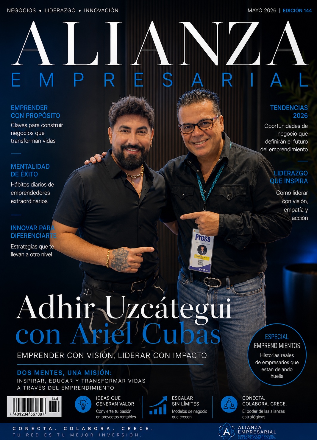 Cover of Alianza Empresarial magazine, issue 144, May 2026, featuring Ariel Cubas